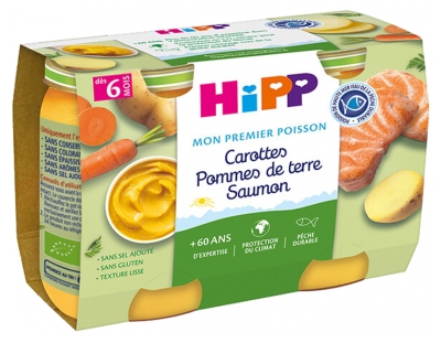 HiPP Carottes Pommes de Terre Saumon dès 6 Mois 2 Pots