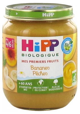 HiPP Mes Premiers Fruits Bananes Pêches dès 4/6 Mois Bio 125 g