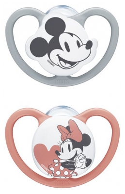 NUK Spazio Disney Baby 2 Succhietti in Silicone 18-36 Mesi - Modello: Mickey/Minnie