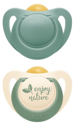NUK For Nature 2 Natural Rubber Soothers 18-36 Months - Colour: Eucalyptus