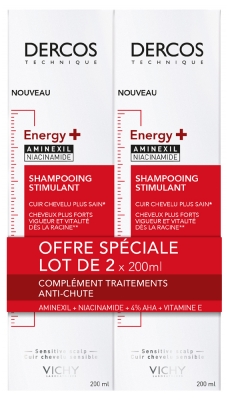 Vichy Dercos Énergisant Shampoing Stimulant Lot de 2 x 200 ml