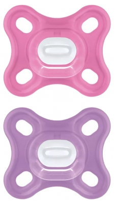 MAM Comfort 2 Silicone Soothers 0 Months and + and Sterilisation Box - Colour: Pink