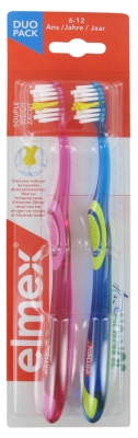 Elmex Junior Duo Pack Toothbrushes Supple 6-12 Years - Colour: Blue and Pink