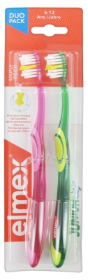 Elmex Junior Duo Pack Toothbrushes Supple 6-12 Years - Colour: Pink and Green