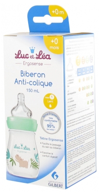 Luc et Léa Ergosense Biberón Anticólicos 150 ml Flujo Lento 0 Meses y +