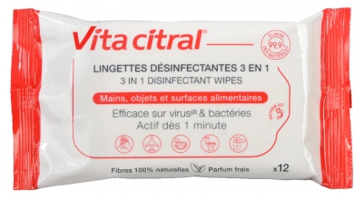 Vita Citral 3in1 Chusteczki Dezynfekujące 12 Chusteczek