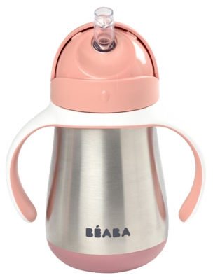 Béaba Stainless Steel Straw Mug 8 Months and + - Colour: Pink