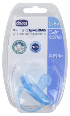 Chicco Physio Forma Soft Sucette Silicone 0-6 Mois - Couleur : Bleu