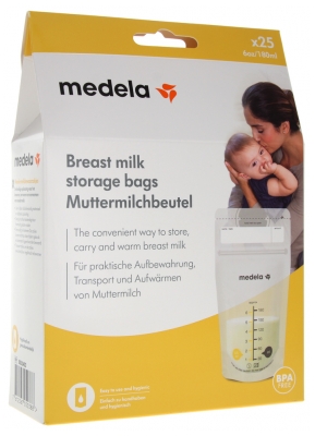 Medela Sacchetti per la Conservazione del Latte Materno 180 ml x 25 Sachetti
