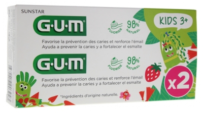 GUM Dentifricio al Fluoro per Bambini 3 Anni +Set 2 x 50 ml