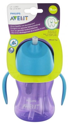 Avent Bendy Straw Cup with Handles 200ml 9 Months + - Colour: Purple