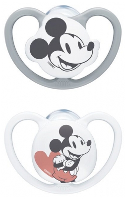 NUK Space Disney Baby 2 Silicone Soothers 6-18 Months - Model: Mickey/Mickey