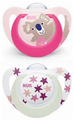 NUK Starlight Day & Night 2 Silicone Soothers 6-18 Months - Model: Koala/Night