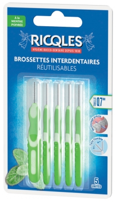Ricqlès 5 Wiederverwendbare Interdentalbürsten - Größe: 0,7 mm