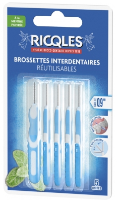Ricqlès 5 Cepillos Interdentales Reutilizables - Tamaño: 0,9 mm