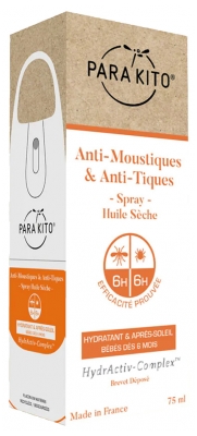 Parakito Anti-Moustiques & Anti-Tiques Spray Huile Sèche 75 ml