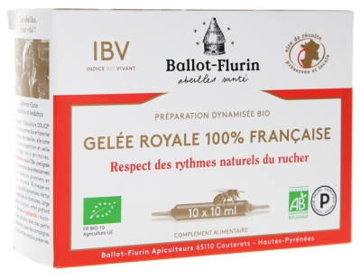Ballot-Flurin Préparation Dynamisée Bio Gelée Royale 100% Française 10 Ampoules