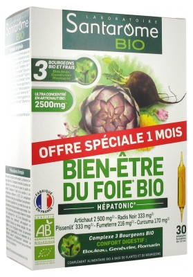Santarome Bio Bien-Être du Foie Bio 30 Ampoules