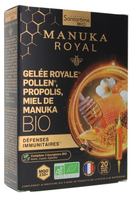 Santarome Royal Jelly Pyłek Kwiatowy Propolis Miód Manuka Organic 20 Ampułek