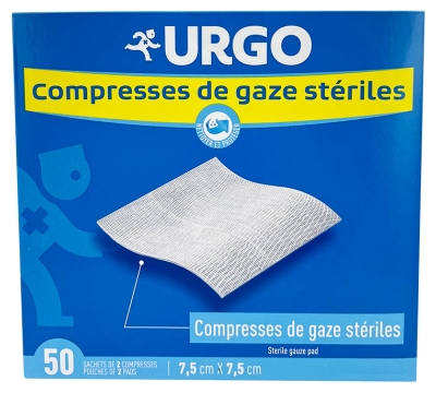 Urgo Compresses de Gaze Stériles 7,5 cm x 7,5 cm 50 Sachets de 2 Compresses