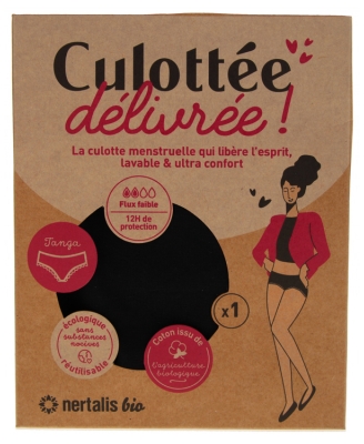 Nertalis Bio Culotte Menstruelle Noire 1 Tanga - Taille : L - 40/42