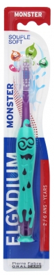 Elgydium Zachte Tandenborstel Voor Kinderen 2-6 Jaar Monster - Kleur: Turkoois en violet