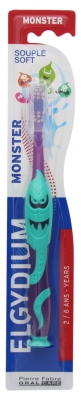 Elgydium Monster Brosse à Dents 2-6 Ans Souple - Couleur : Violet et Vert