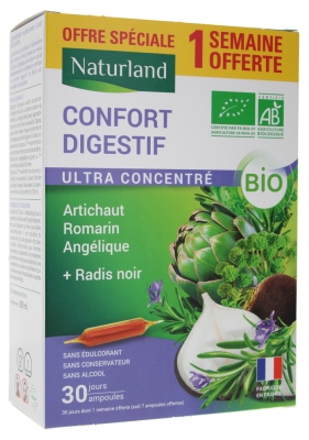 Naturland Organic Digestive Comfort 30 Ampułek do Picia 10 w tym 7 Ampułek Gratis