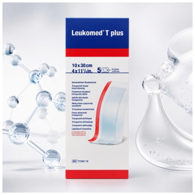 Essity Leukomed T Plus 5 Sterila Transparenta Absorberande Förband 10 x 30 cm