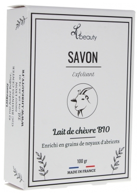 LHBEAUTY Savon Exfoliant au Lait de Chèvre Bio & Noyaux d'Abricots 100 g