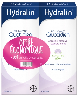Hydralin Quotidien Gel Lavant Lot de 2 x 400 ml -30%