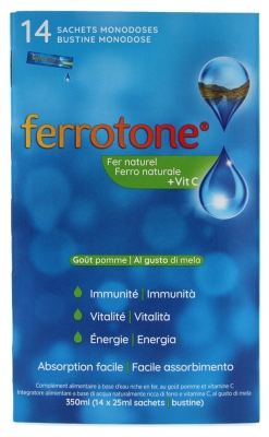 Ferrotone Naturalne żelazo + Witamina C 14 Saszetek