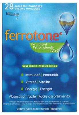 Ferrotone Naturalne żelazo + Witamina C 28 Saszetek
