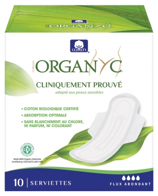 Organyc 10 Toallas Higiénicas de Flujo Abundante