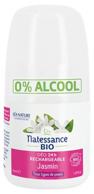 Natessance Recambio de Desodorante Orgánico de Jazmín 24 Horas 50 ml