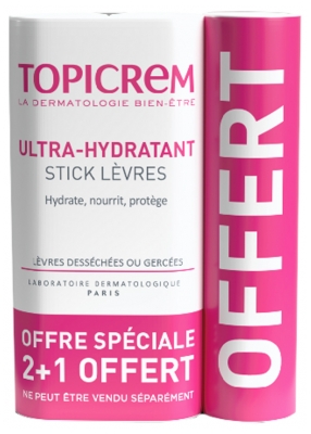 Topicrem UH Ultra-Moisturizing Lip Stick Zestaw 3 x 4 g w tym 1 Gratis