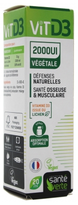 Santé Verte Vit D3 2000UI Végétale 20 ml