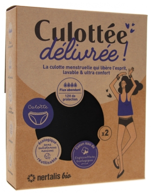 Nertalis Bio Culotte Menstruelle Noire 2 Culottes - Taille : L - 40/42