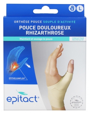 Epitact Órtese de Polegar Flexível de Atividade Polegar Dolorido Rizartrose Mão Direita - Tamanho: L