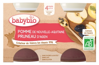 Babybio Manzana Prune 4 Meses y + Orgánica 2 Frascos de 130 g