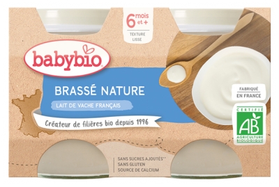 Babybio Brassé Nature 6 Mois et + Bio 2 Pots de 130 g