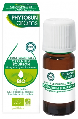 Phytosun Arôms Essential Oil Bourbon Géranium (Pelargonium graveolens roseum) Organic 10ml