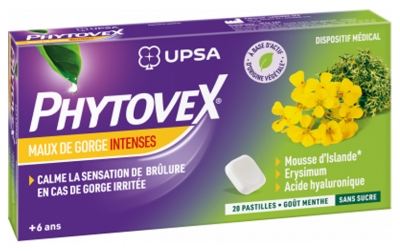 UPSA Phytovex Intenzivní pastilky proti bolesti v krku 20 pastilek