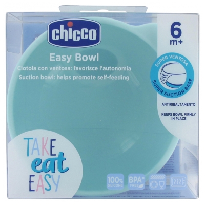 Chicco Silicone Bowl with Suction Cup 6 Months and + - Colour: Water green