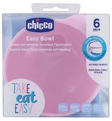 Chicco Silicone Bowl with Suction Cup 6 Months and + - Colour: Light pink