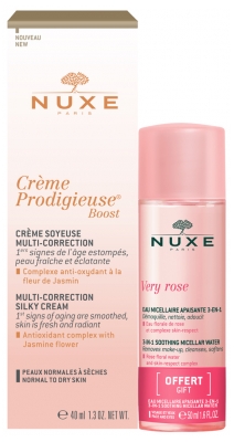 Nuxe Crème Prodigieuse Boost Crème Soyeuse Multi-Correction 40 ml + Very Rose Eau Micellaire Apaisante 3en1 40 ml Offerte