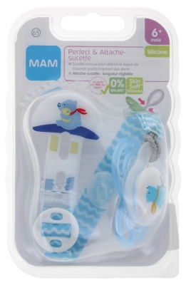 MAM Dummy Perfect & Dummy Clip Silicone 6 Months and + - Model: Bear