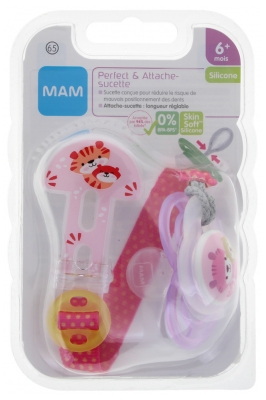 MAM Dummy Perfect & Dummy Clip Silicone 6 Months and + - Model: Tigers