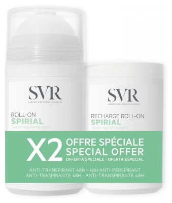 SVR Spirial Déodorant Anti-Transpirant 48H Roll-On 50 ml + Recharge Roll-On 50 ml