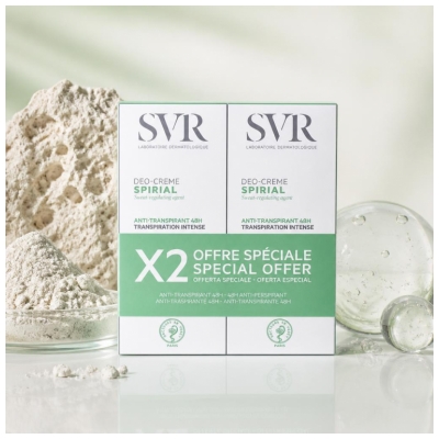 SVR Spirial Deo-Cremă Antiperspirant Intens 48H Set de 2 x 50 ml